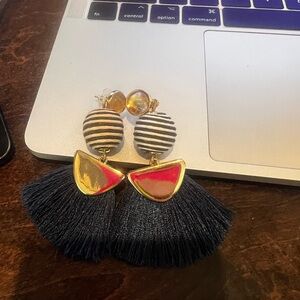 Elegant Gold and navy Tassel Earrings